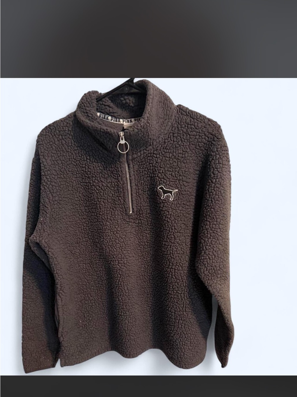 Cozy Dark Gray Sherpa Quarter-Zip Pullover